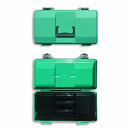 First Aid Box Plastic – Medium, features lift-out or cantilever trays so that all products are visible and readily accessible