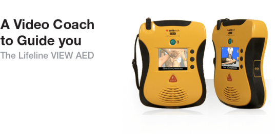 The Lifeline VIEW AED Video Coach shows you what to do in a medical rescue emergency, step by step CPR, rescue breathing and external defibrillation.