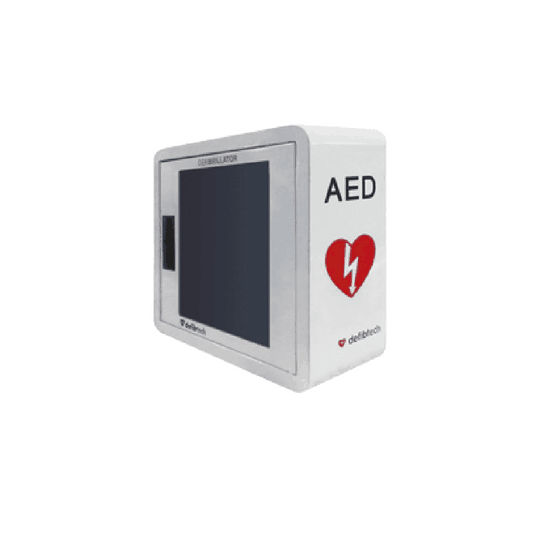 AED Wall Cabinet Alarmed (Defibtech) for the Defibtech Lifeline first aid range. A loud alarm will sound whenever the cabinet is opened.